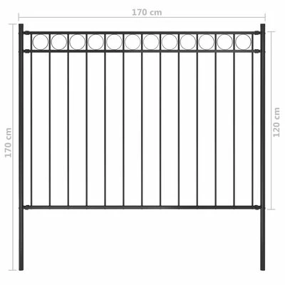 VidaXL Clôture de jardin Acier 1,7x1,2 m Noir – Image 4