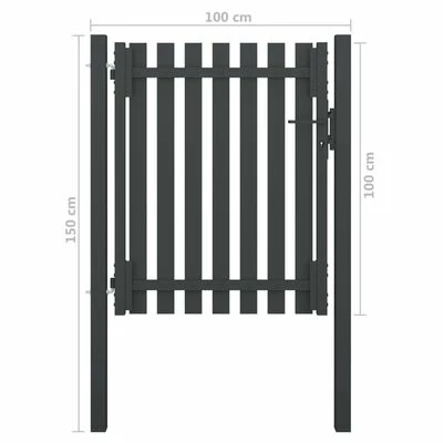 VidaXL Portail de clôture de jardin Acier 1x1,5 m Anthracite – Image 4