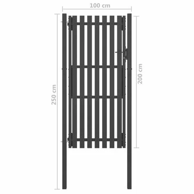 VidaXL Portail de clôture de jardin Acier 1x2,5 m Anthracite – Image 4