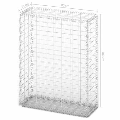 VidaXL Panier de gabion avec couvercle Fil galvanisé 100 x 80 x 30 cm – Image 5