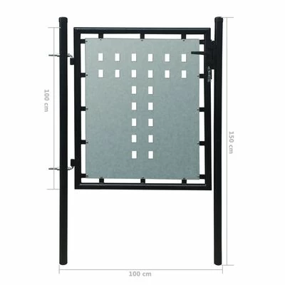 VidaXL Portail simple de clôture Noir 100x150 cm – Image 5