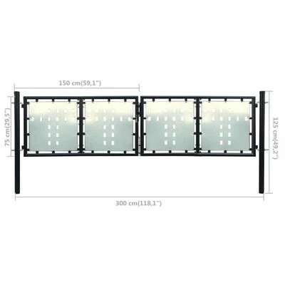 VidaXL Portail simple de clôture Noir 300x125 cm – Image 5