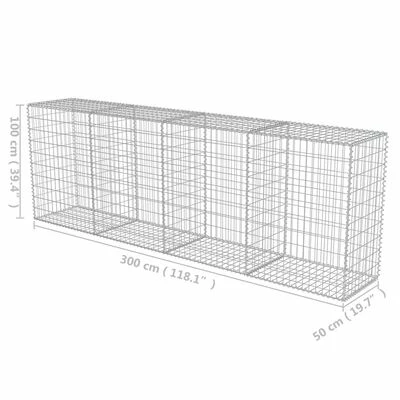 VidaXL Mur en gabion avec couvercles Acier galvanisé 300 x 50 x 100 cm – Image 5