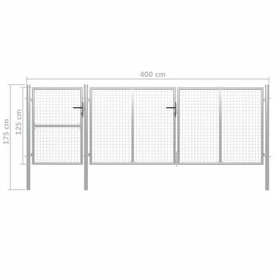 VidaXL Portail de jardin Acier 400 x 125 cm Argenté – Image 5