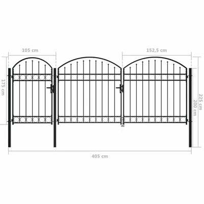 VidaXL Portail de jardin avec dessus arqué Acier 2,25 x 4 m Noir – Image 5