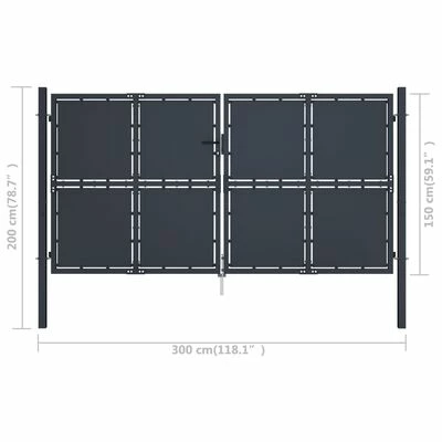 VidaXL Portail de jardin Acier 300x150 cm Anthracite – Image 5