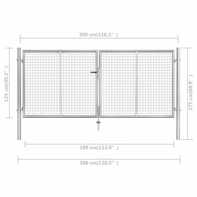 VidaXL Porte de jardin Acier galvanisé 306x175 cm Argenté – Image 5