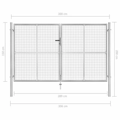 VidaXL Porte de jardin Acier galvanisé 306x200 cm Argenté – Image 5