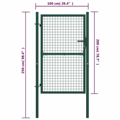 VidaXL Portail de clôture Acier 100x200 cm Vert – Image 5