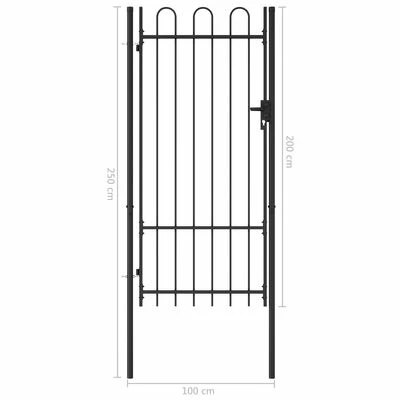 VidaXL Portillon simple porte avec dessus arqué Acier 1x2 m Noir – Image 5