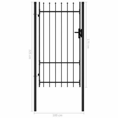VidaXL Portillon simple porte avec dessus à pointe Acier 1x1,75 m Noir – Image 5