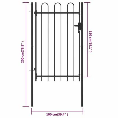 VidaXL Portillon simple porte avec dessus arqué Acier 1x1,5 m Noir – Image 5