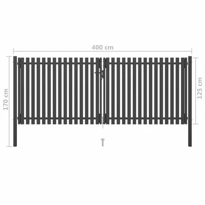 VidaXL Portail de clôture de jardin Acier 4x1,7 m Anthracite – Image 5