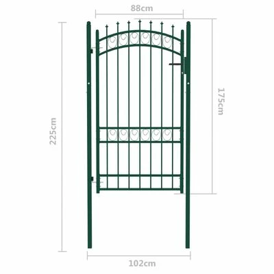 VidaXL Portail de clôture avec pointes Acier 100x175 cm Vert – Image 5