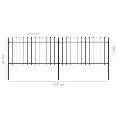 VidaXL Clôture de jardin avec dessus en lance Acier 3,4 x 1 m Noir – Image 5