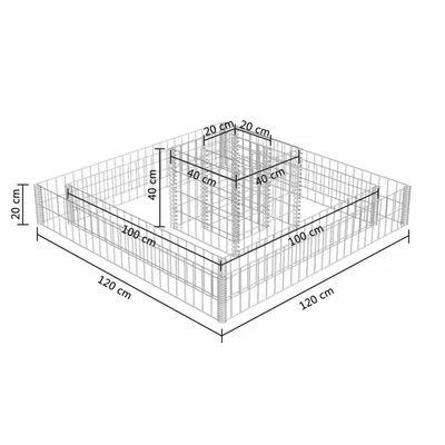 VidaXL Jardinière en gabion Acier galvanisé 120x120x20 cm – Image 6