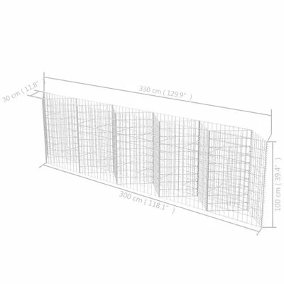 VidaXL Panier de gabion Acier galvanisé 300x30x100 cm – Image 6