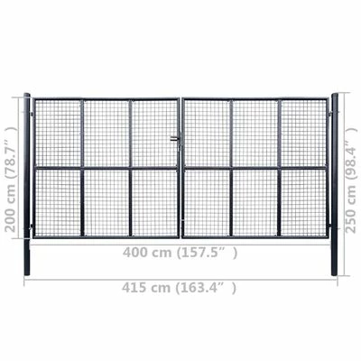 VidaXL Portail en maille de jardin Acier galvanisé 400 x 200 cm Gris – Image 6
