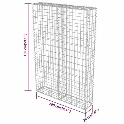 VidaXL Mur à gabion avec couvercles Acier galvanisé 100 x 20 x 150 cm – Image 6
