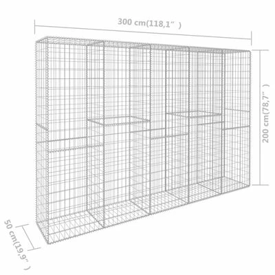 VidaXL Mur en gabion avec couvercle Acier galvanisé 300 x 50 x 200 cm – Image 6