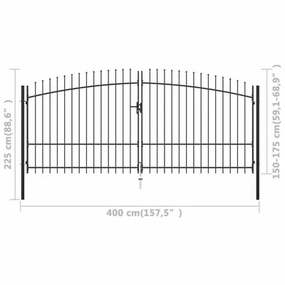 VidaXL Double portail avec haut sous forme de lance 400 x 225 cm – Image 6