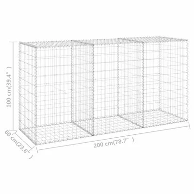 VidaXL Mur en gabion avec couvercles Acier galvanisé 200x60x100 cm – Image 6
