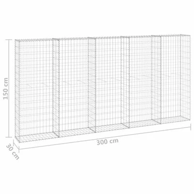 VidaXL Mur en gabion avec couvercles Acier galvanisé 300x30x150 cm – Image 6