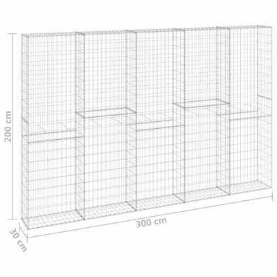 VidaXL Mur en gabion avec couvercles Acier galvanisé 300x30x200 cm – Image 6