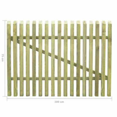 VidaXL Porte de jardin en piquets Bois de pin imprégné 100 x 75 cm – Image 6